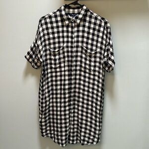 Madewell Black Gingham Courier Shirt Dress
